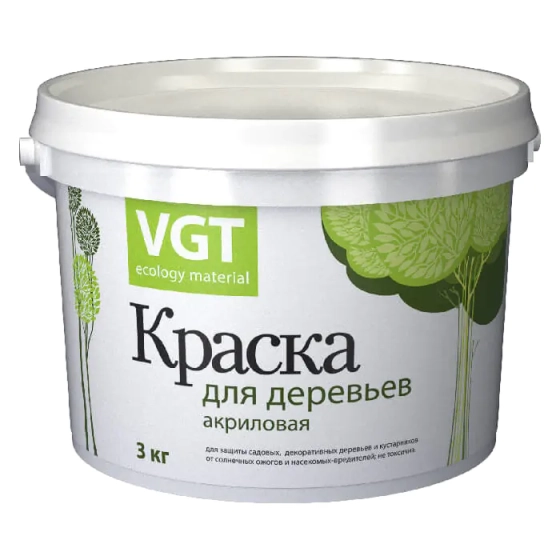 Краска для деревьев VGT акриловая ВД-АК-1180. 3 кг. РФ.