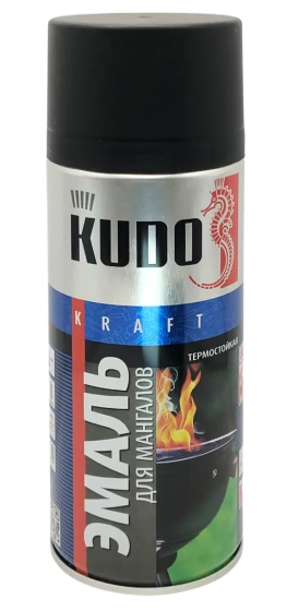 Эмаль аэрозольная термостойкая для мангалов KUDO (черный) 520 мл, KU-5122