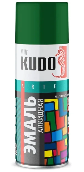 Эмаль аэрозольная универсальная KUDO KU-10081. RAL 6029 Зеленая. 520 мл. РФ.
