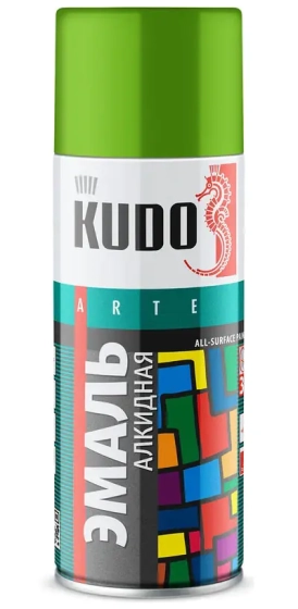 Эмаль аэрозольная универсальная KUDO KU-10088. RAL 6018 Салатовая. 520 мл. РФ.