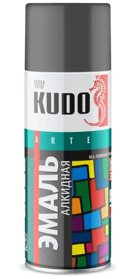Эмаль аэрозольная универсальная KUDO KU-1016. RAL 7012 Темно-серая. 520 мл. РФ.