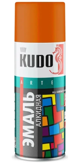 Эмаль аэрозольная универсальная KUDO RAL 2004 (оранжевая) 520 мл, KU-1019