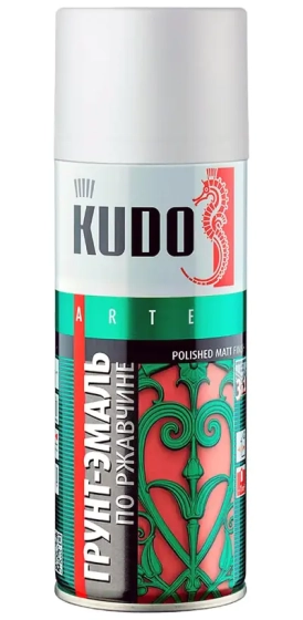 Грунт-эмаль по ржавчине KUDO KU-319003. RAL 9003 Сигнальная белая. 520 мл. РФ.