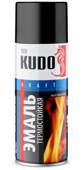 Эмаль аэрозольная термостойкая KUDO RAL 9005 (черная) 520 мл, KU-5002