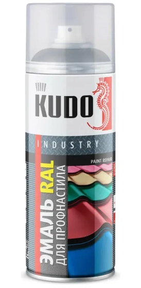 Эмаль аэрозольная для профнастила KUDO KU-07024R. RAL 7024 Серый. 520 мл. РФ.