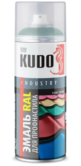 Эмаль аэрозольная для профнастила KUDO KU-06005R. RAL 6005 Зеленый. 520 мл. РФ.