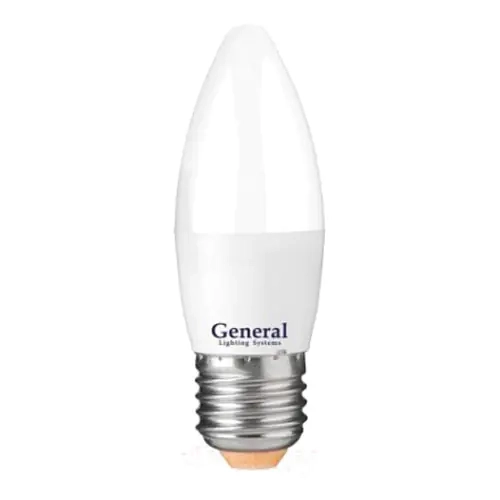Лампа светодиодная Свеча General Lighting 8Вт Е27 3000К. Теплый белый свет. 660184. Китай.