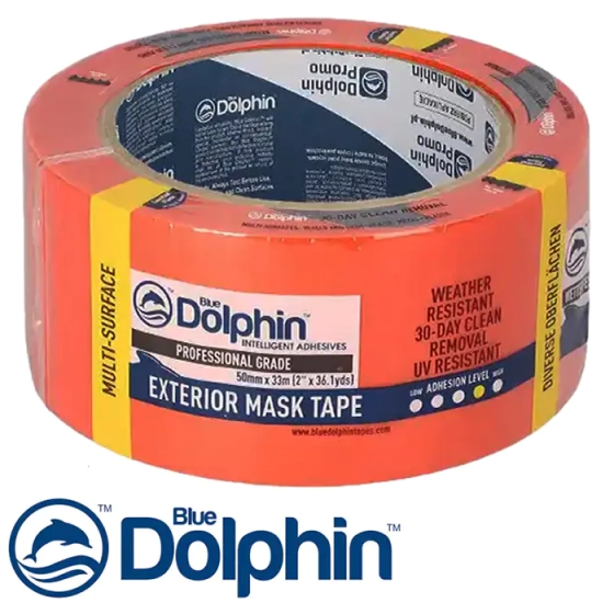 Лента малярная ПВХ оранжевая Blue Dolphin 33м х 50мм. Польша.