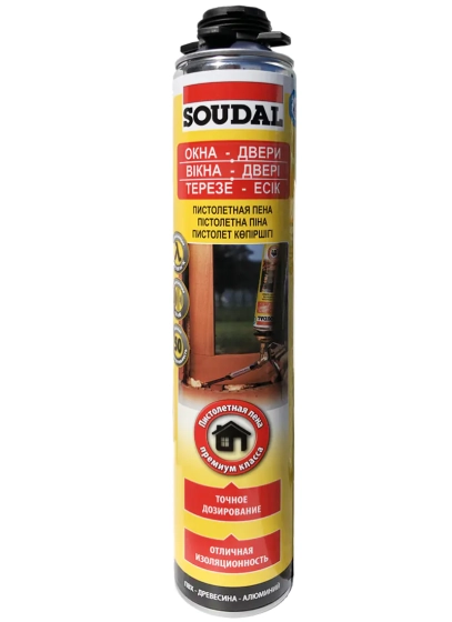 Монтажная пена Soudal Professional (окна, двери) под пистолет 750 мл.