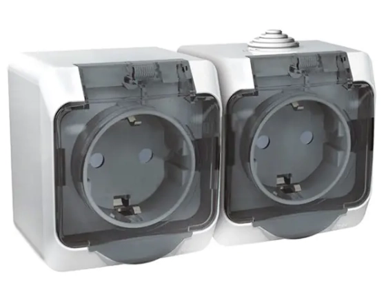 Розетка двойная с/з и шторками Schneider Electric Этюд PA16-244B. РФ.