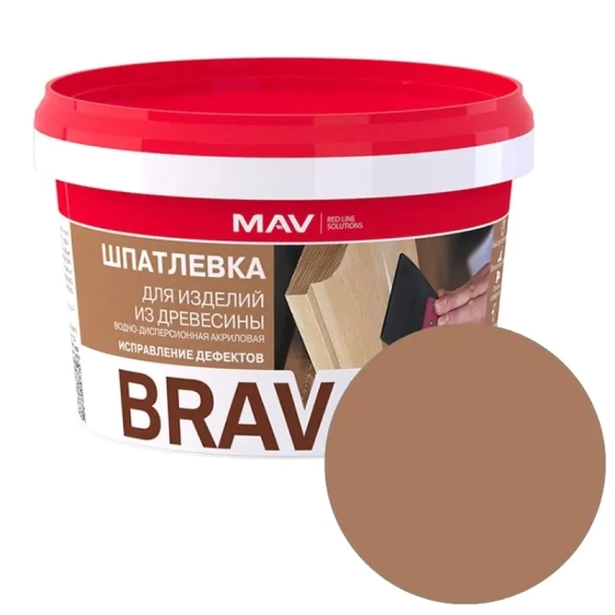 Шпатлевка готовая MAV Brava Profi-1 по дереву. Какао. 0,7 кг. РБ.