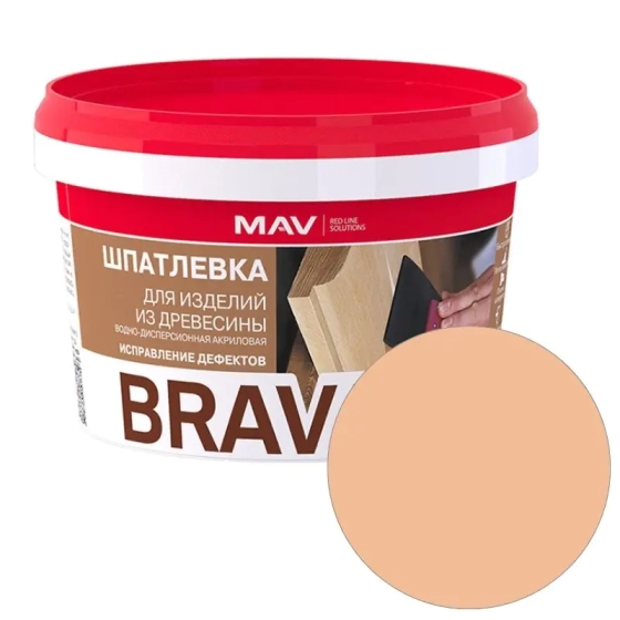 Шпатлевка готовая MAV Brava Profi-1 по дереву. Орех. 0,7 кг. РБ.