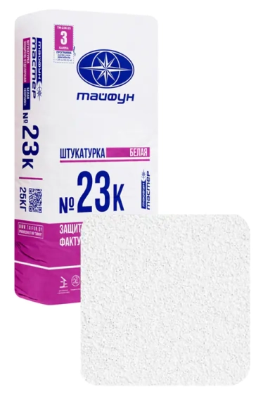 Штукатурка Тайфун Мастер №23К-2 Корник. Зерно 1,5 мм. Белая. 25 кг. РБ.