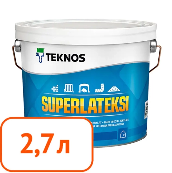 Краска Teknos Superlateksi Base 1. 2,7 л. Финляндия.