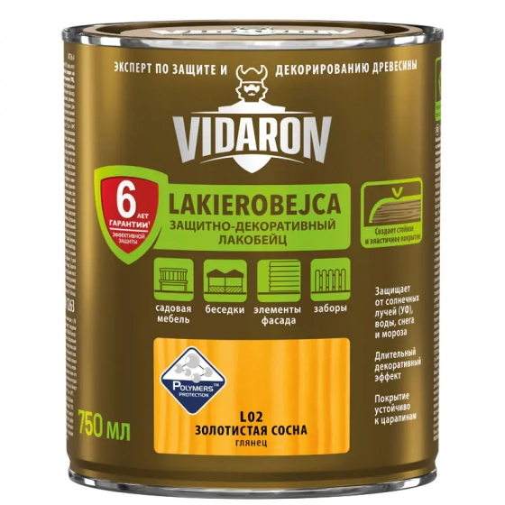Лакобейц Видарон Золотистая сосна L02. 0,75 л. Польша.