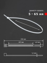 Хомут-стяжка нейлоновая 250х4,8 мм Navigator белый (100 шт)