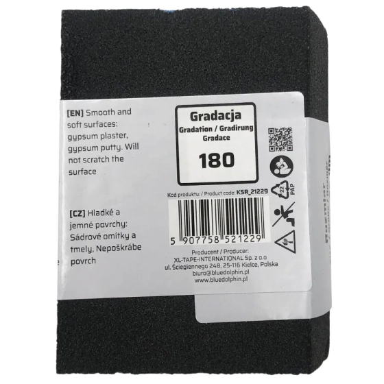 Губка шлифовальная с двумя скошенными краями Р180 Blue Dolphin