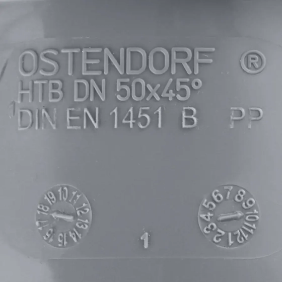 Отвод 45º для труб 50 мм Ostendorf HTВ