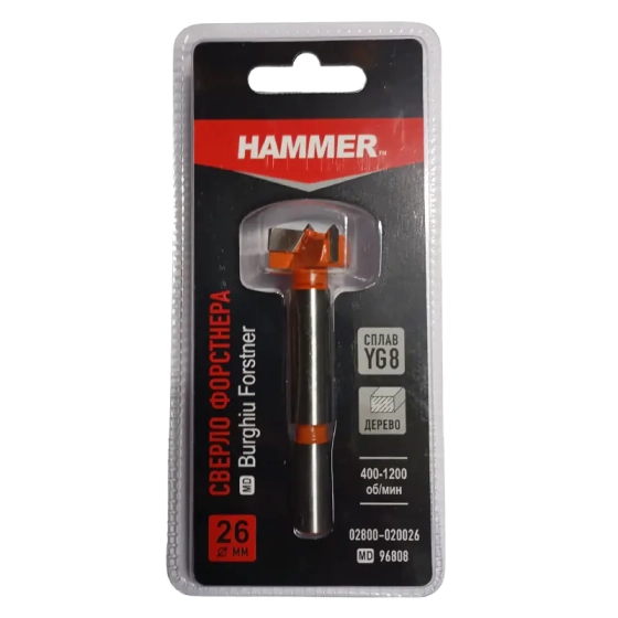 Сверло Форстнера твердосплавное 26 мм HAMMER (02800-020026)