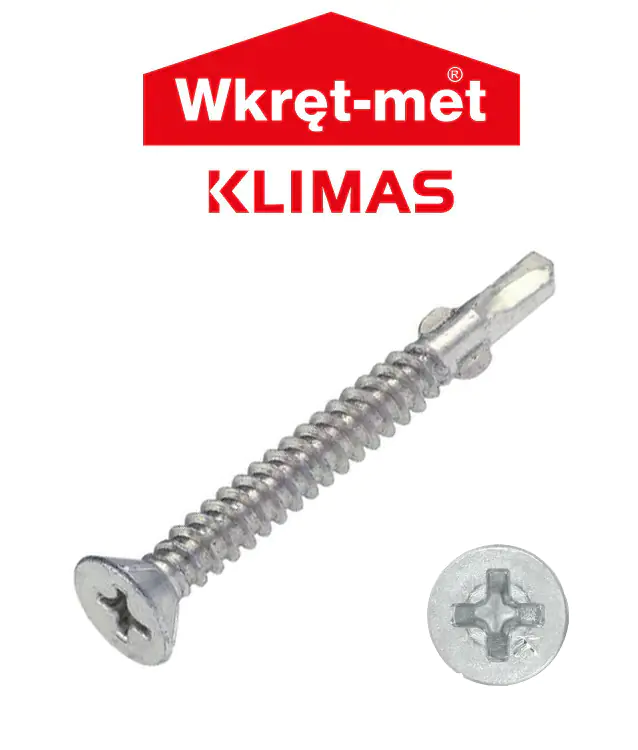 Саморез Klimas с крыльчаткой WSDSK 4,8*38. По металлу. 250 шт. Польша.