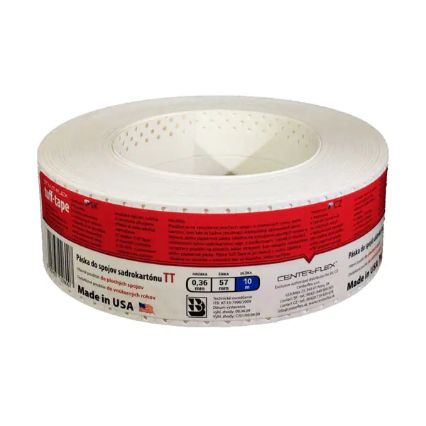 Лента Strait flex Tuff tape "Американка" 10м х 57мм. Перфор. бум. для стыков. США.