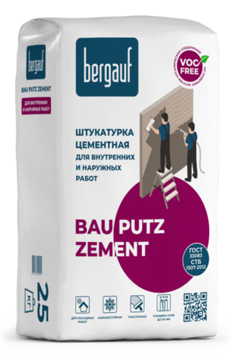 Штукатурка цементная Bergauf Bau Putz Zement. РБ. 25 кг.