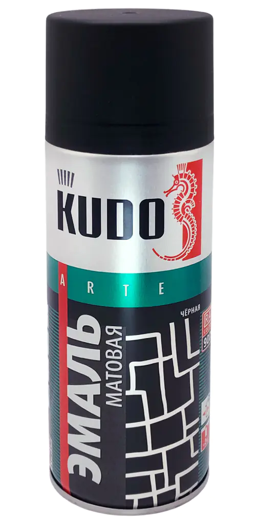 Эмаль аэрозольная универсальная KUDO RAL 9005 (черный матовый) 520 мл, KU-1102