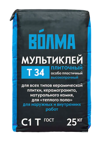 Клей для тяжелой плитки и камня. ВОЛМА-Мультиклей. РФ. 25 кг.