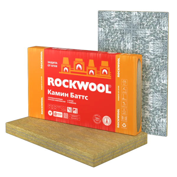 Теплоизоляция Rockwool Камин Баттс 30 мм. В листе 0,6 м.кв. РФ.