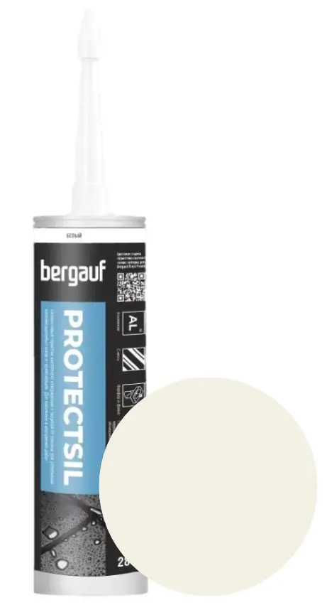 Герметик силиконовый Bergauf Protectsil. 280 мл. Белый. Турция.