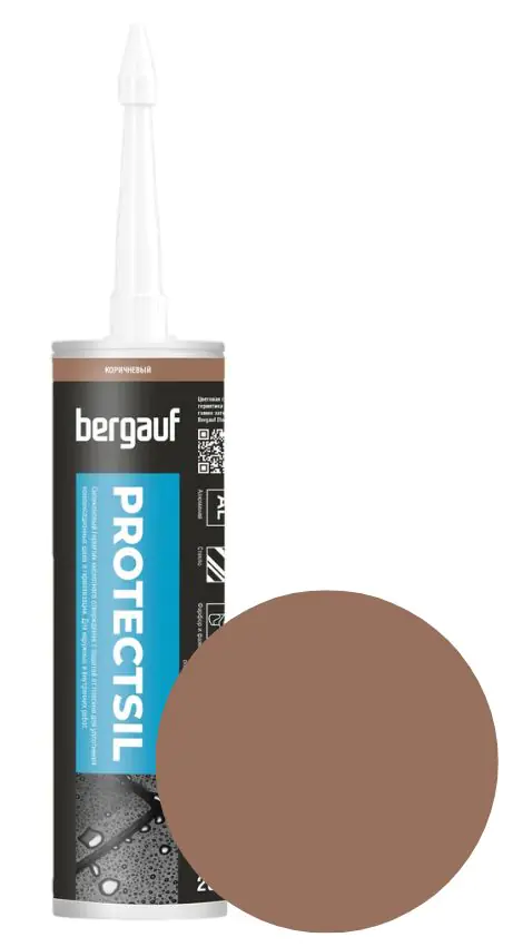 Герметик силиконовый Bergauf Protectsil. 280 мл. Коричневый. Турция.