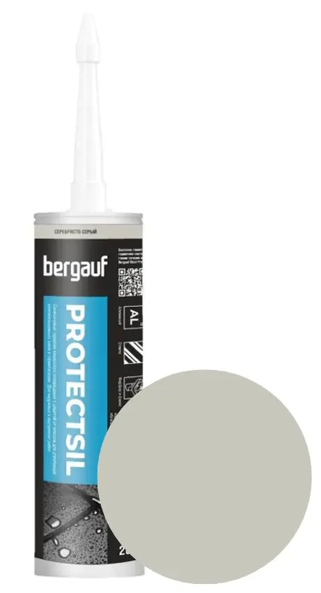 Герметик силиконовый Bergauf Protectsil. 280 мл. Серебристо-серый. Турция.