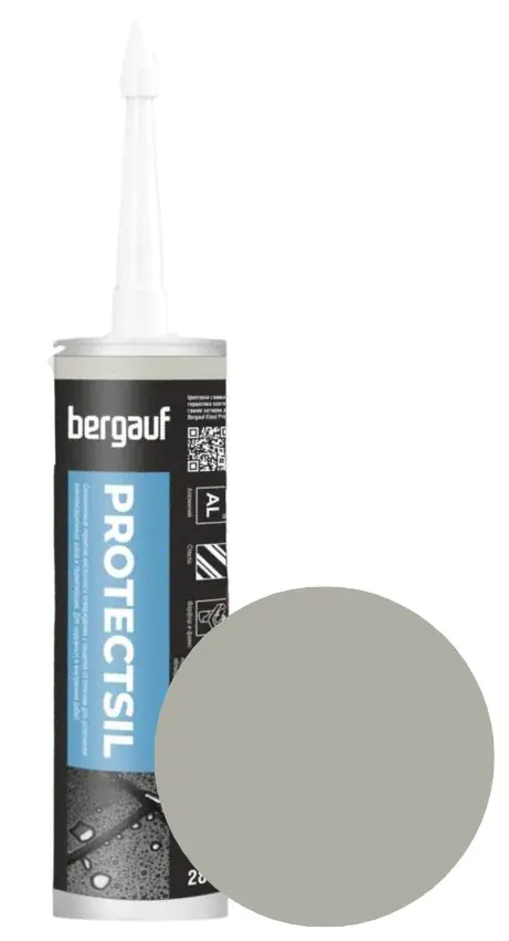 Герметик силиконовый Bergauf Protectsil. 280 мл. Серый. Турция.
