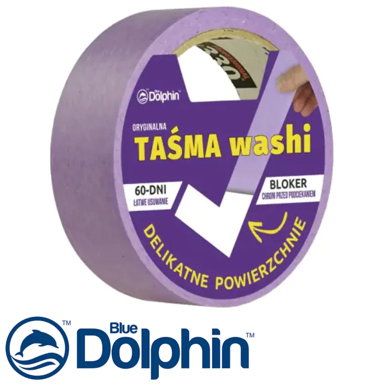 Лента малярная Blue Dolphin Washi 29 мм х 25 м. Фиолетовая. Польша.