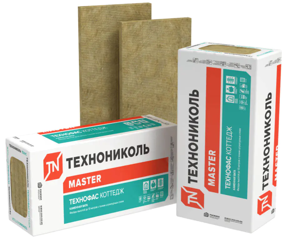 Технофас Коттедж. РФ. Фасадный утеплитель. Толщина 100 мм. В пачке 2,16 м.кв.