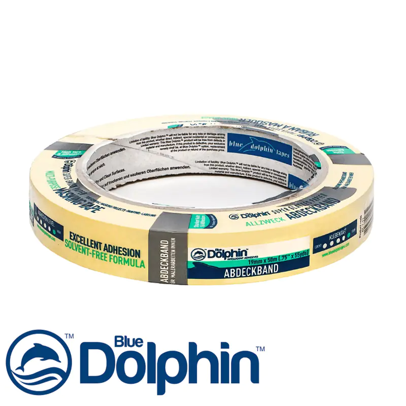 Лента малярная желтая Blue Dolphin 19 мм х 50 м. Польша.