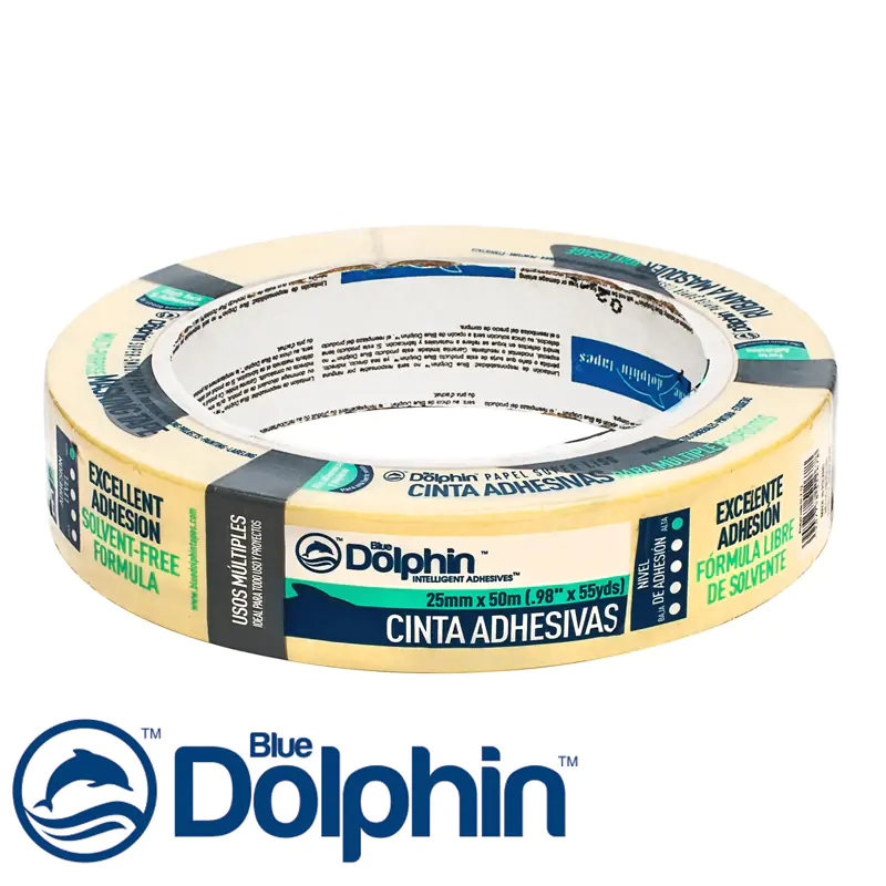 Лента малярная желтая Blue Dolphin 25 мм х 50 м. Польша.
