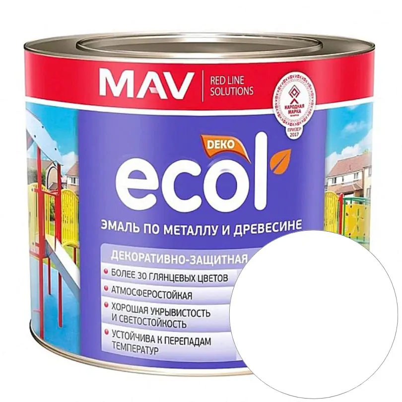 Эмаль Ecol ПФ-115 MAV. Белая. 2,4 л. РБ.