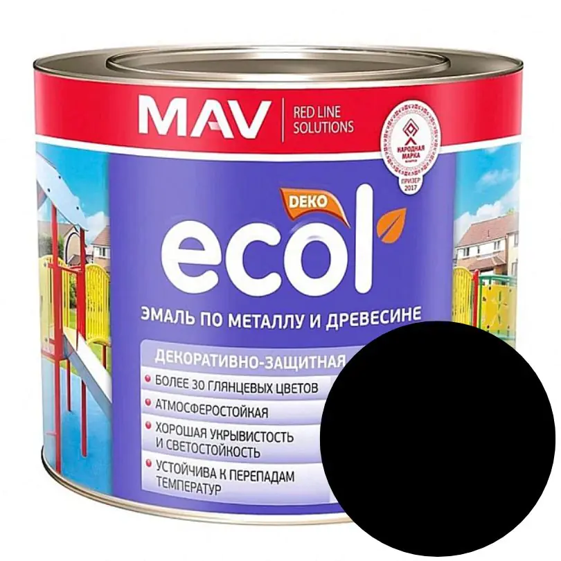 Эмаль Ecol ПФ-115 MAV. Черная. 2,4 л. РБ.