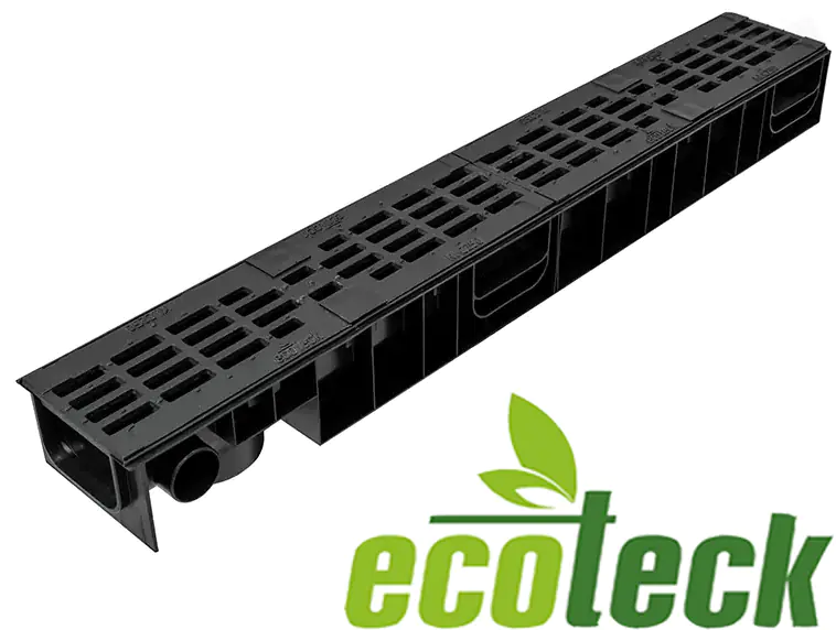 Лоток водоотводный 1000х150х100 с решеткой чугунной. Ecoteck. РБ.
