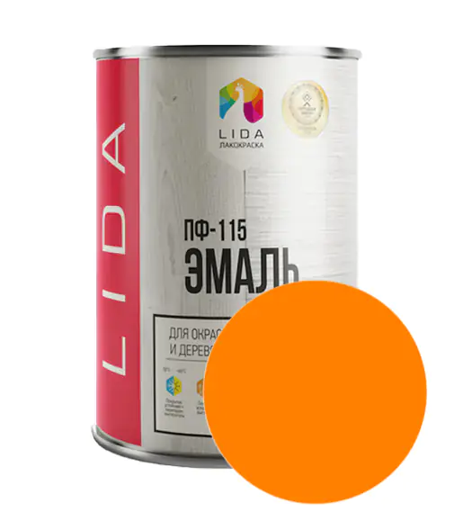 Эмаль ПФ-115 LIDA. Оранжевая. 1 л. РБ.