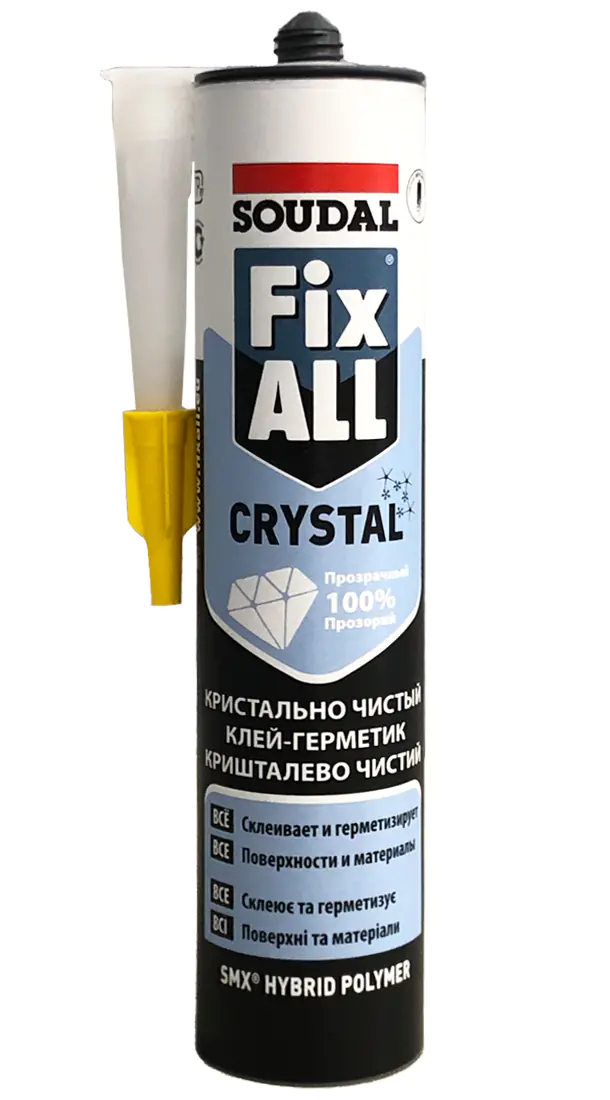 Soudal Fix All Crystal. Прозрачный клей-герметик. 290 мл. Бельгия.