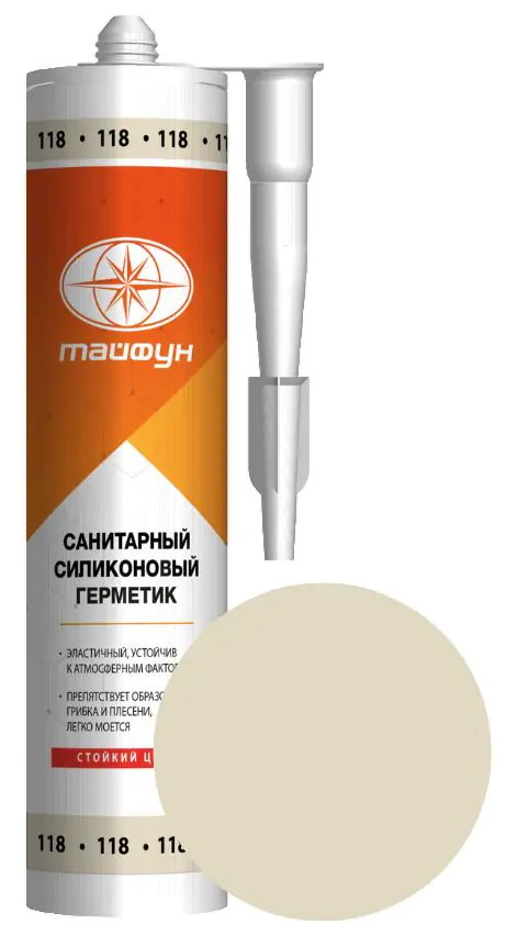 Герметик силиконовый Тайфун. 280 мл. Жасминовый №118. Польша.