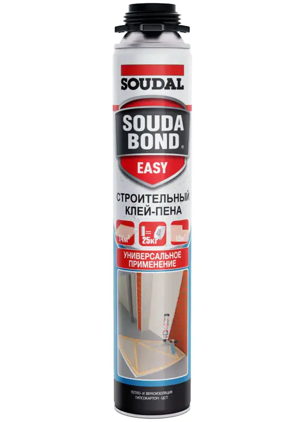 Клей-пена монтажная Soudal Soudabond Easy под пистолет 750 мл. Польша.