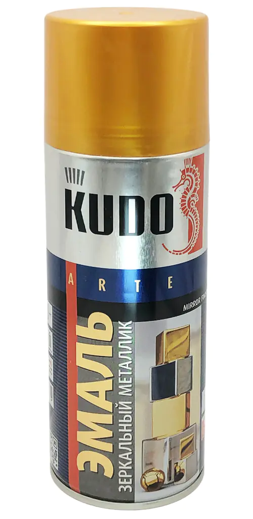 Эмаль аэрозольная универсальная KUDO (золото металлик зеркальный) 520 мл, KU-1034