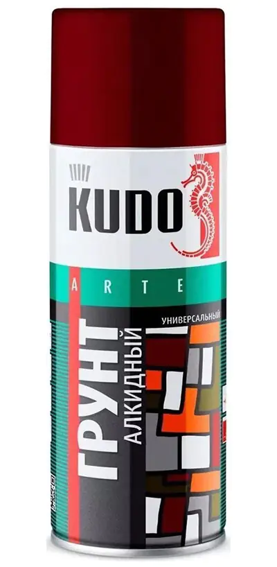 Грунт аэрозольный универсальный KUDO KU-2002. Красно-коричневый. 520 мл. РФ.