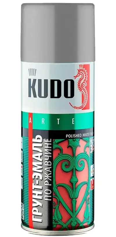 Грунт-эмаль по ржавчине KUDO KU-317042. RAL 7042 Серая. 520 мл. РФ.