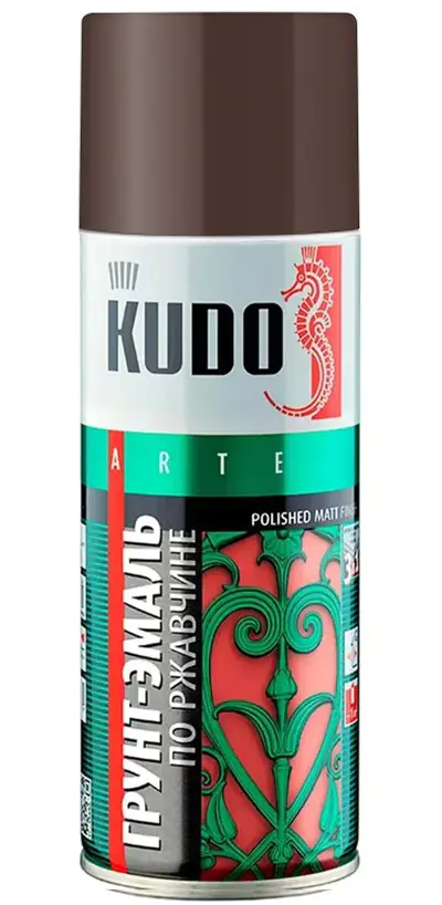 Грунт-эмаль по ржавчине KUDO KU-318017. RAL 8017 Шоколадная. 520 мл. РФ.
