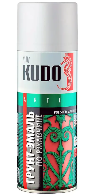 Грунт-эмаль по ржавчине KUDO KU-319003. RAL 9003 Сигнальная белая. 520 мл. РФ.