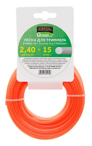 Леска для триммера 2.4 мм х 15 м кругл. сеч. STARTUL GARDEN. ST6053-24. Китай.